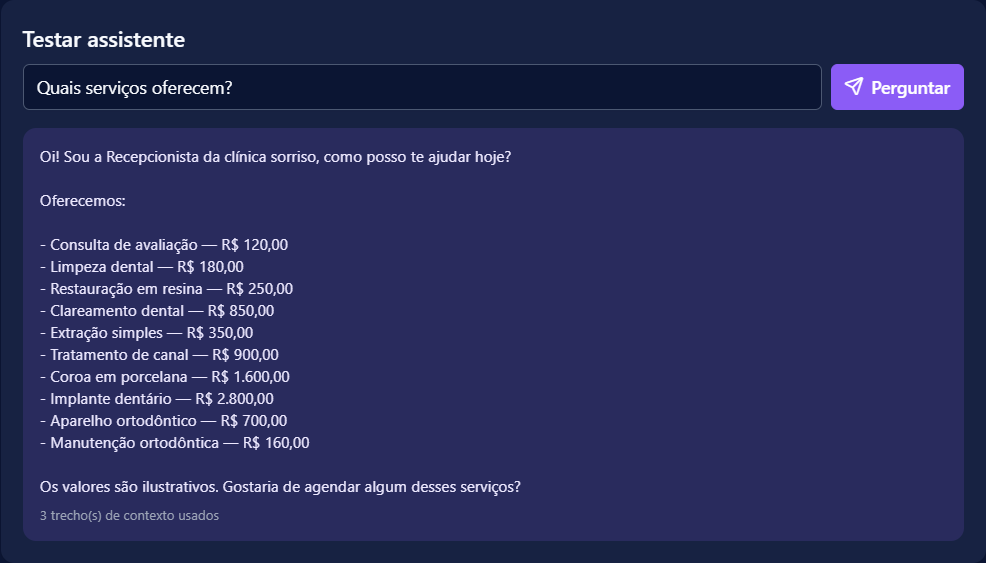 Cartão de testar assistente com uma pergunta e a resposta